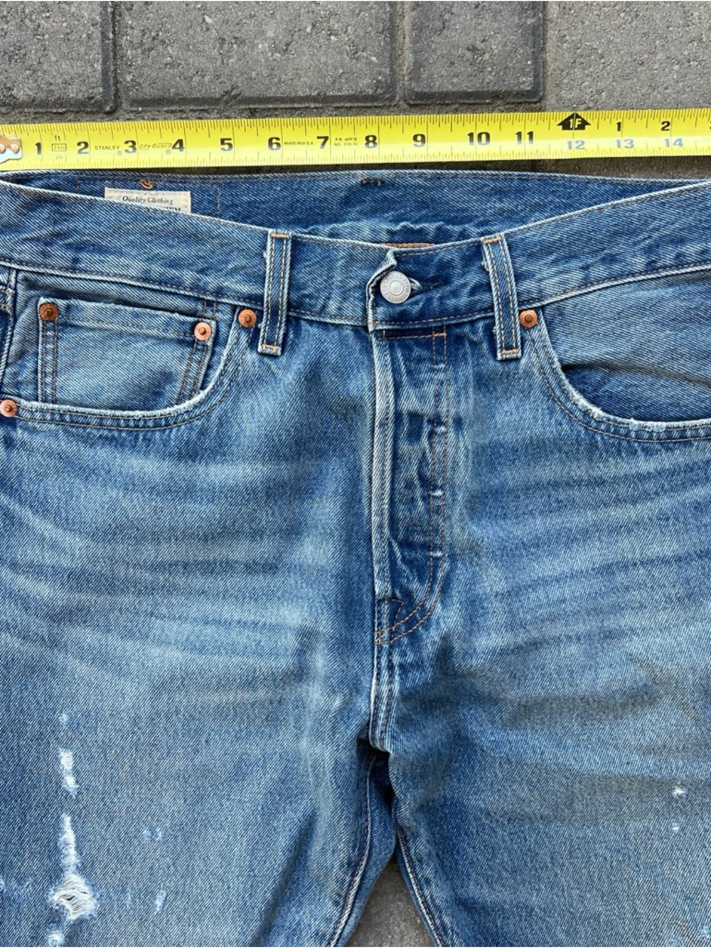 Levi's Light Blue Straight Leg Jeans with Distressed Knees - Picture 2 of 10